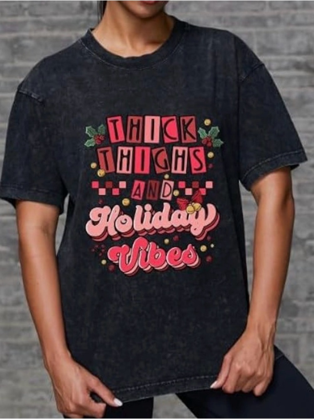 Thick Thighs and Holiday Vibes Vintage Women's Gym Shirt,  Sm